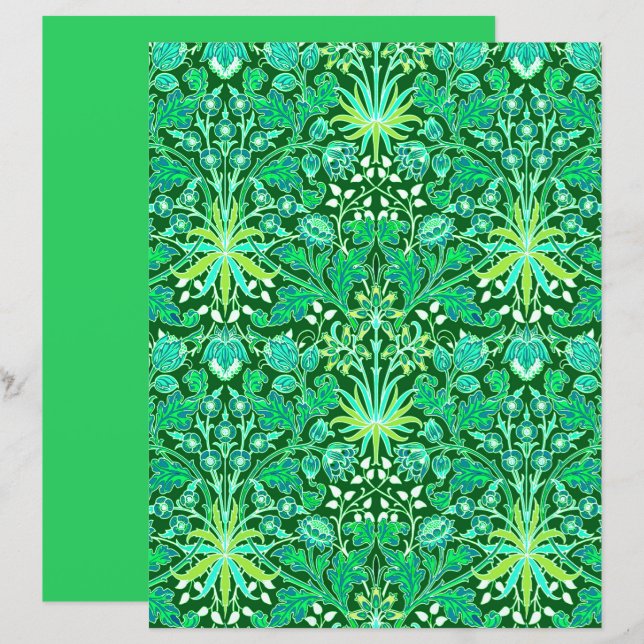 William Morris Hyacinth Print, Emerald Green (Vorne/Hinten)