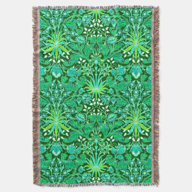 William Morris Hyacinth Print, Emerald Green Decke (Vorderseite Vertikal)