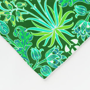 William Morris Hyacinth Print, Emerald Green Fleecedecke