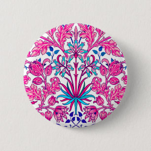 William Morris Hyacinth Print, Fuchsia Pink Button