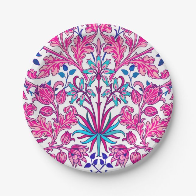 William Morris Hyacinth Print, Fuchsia Pink Pappteller (Vorderseite)