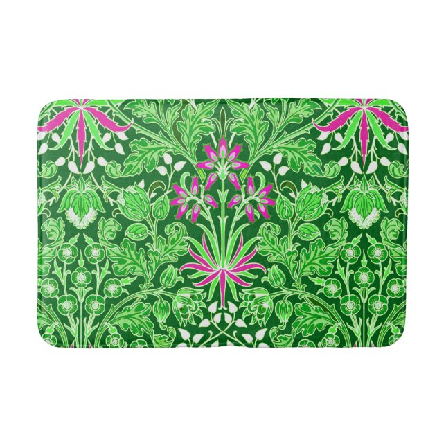 William Morris Hyacinth Print Limon & Emerald Gree Badematte (Vorderseite)