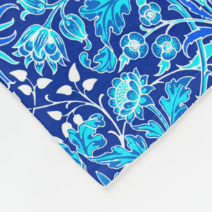 William Morris Hyacinth Print, Navy & Cobalt Blue Fleecedecke