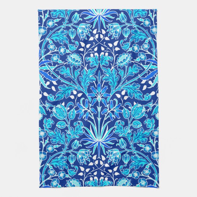 William Morris Hyacinth Print, Navy & Cobalt Blue Geschirrtuch (Vertikal)