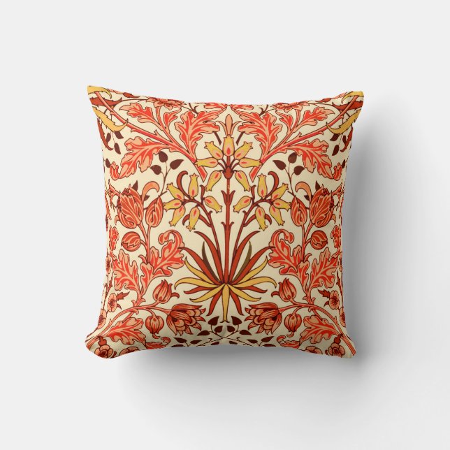 William Morris Hyacinth Print, Orange und Rust Kissen (Vorderseite)