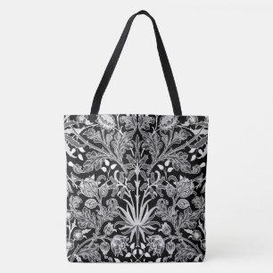 William Morris Hyacinth Print, Schwarz und Weiß Tasche