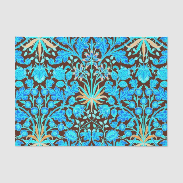 William Morris-Hyazinthen-Druck, Aqua und Brown Seidenpapier (Vorderseite)
