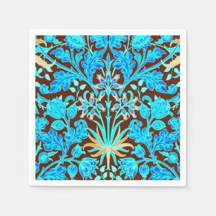 William Morris-Hyazinthen-Druck, Aqua und Brown Serviette