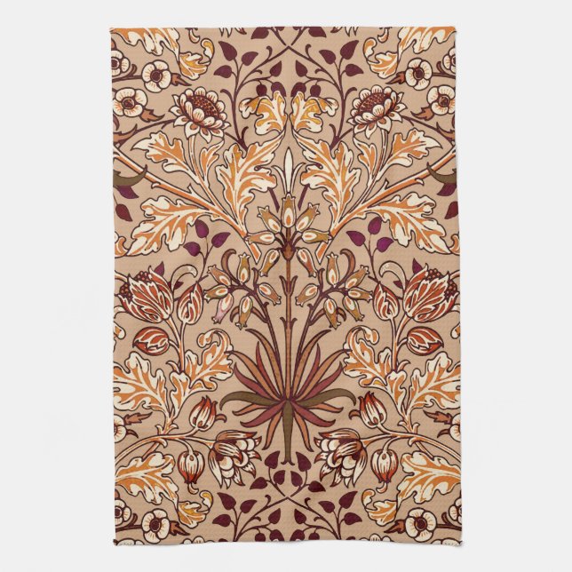 William Morris-Hyazinthen-Druck, Brown und Beige Handtuch (Vertikal)