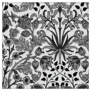 William Morris-Hyazinthen-Druck, Grau, Schwarzes Stoff