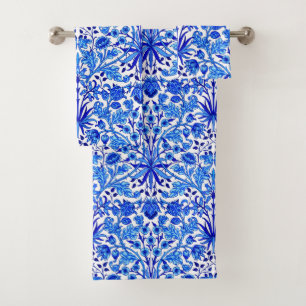 William Morris-Hyazinthen-Druck, Kobalt-Blau u. Badhandtuch Set