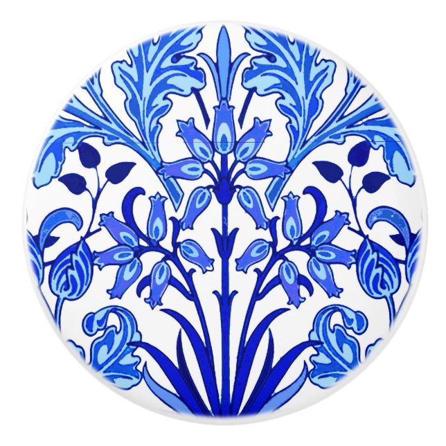 William Morris-Hyazinthen-Druck, Kobalt-Blau u. Keramikknauf (Vorderseite)