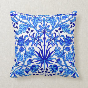 William Morris-Hyazinthen-Druck, Kobalt-Blau u. Kissen