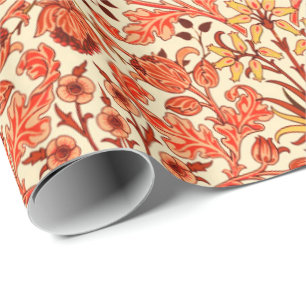 William Morris-Hyazinthen-Druck, Orange und Rost Geschenkpapier