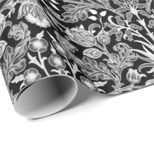 William Morris-Hyazinthen-Druck, Schwarzweiss Geschenkpapier