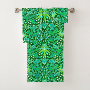 William Morris-Hyazinthen-Druck, Smaragdgrün Badhandtuch Set