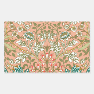 William Morris Hyazinthen-Muster Staubrose Rechteckiger Aufkleber