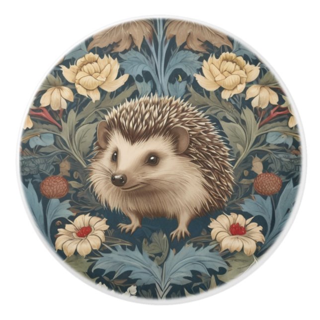 William Morris Igel Traditionelle Blume Keramikknauf (Vorderseite)