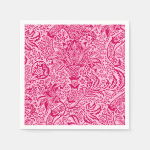 William Morris-Inder, Fuchsie und Pastellrosa Serviette