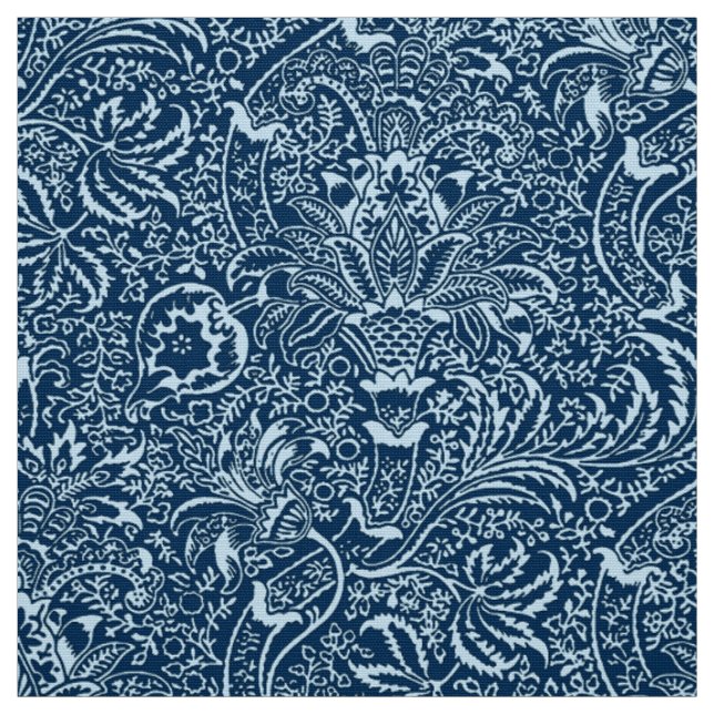 William Morris-Inder, Indigo und Himmel-Blau Stoff (Muster)