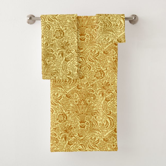 William Morris-Inder, Senf-Gelb und Gold Badhandtuch Set (Insitu)