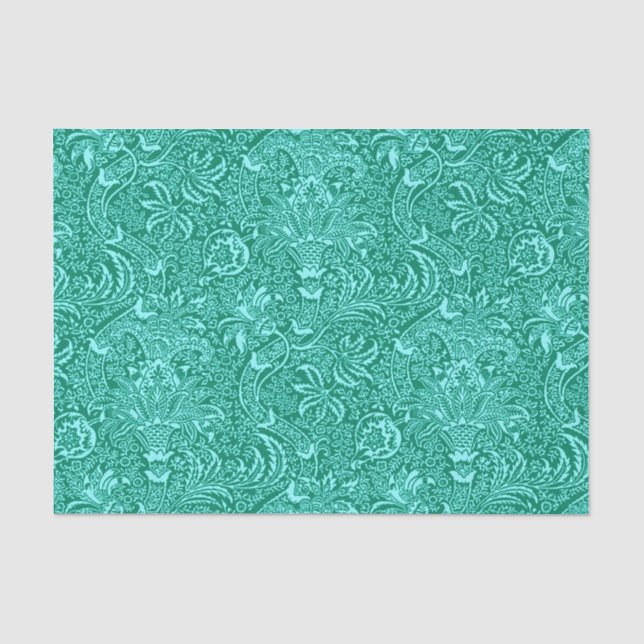 William Morris-Inder, Türkis und Licht-Aqua Seidenpapier (Vorderseite)