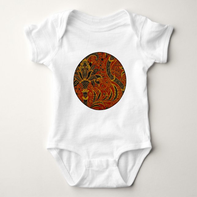 William Morris India Red Floral Baby Strampler (Vorderseite)