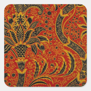 William Morris India Red Floral Quadratischer Aufkleber