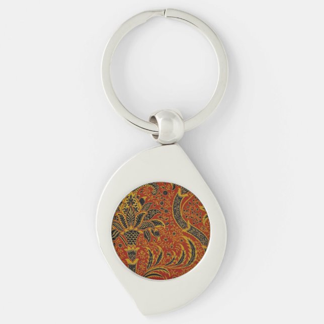 William Morris India Red Floral Schlüsselanhänger (Vorderseite)