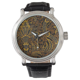 William Morris India Rot Blumen Vintage Klassiker Armbanduhr
