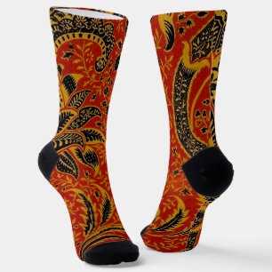 William Morris India Rot Blumen Vintage Klassiker Socken