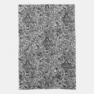 William Morris Indian, Black and White Geschirrtuch