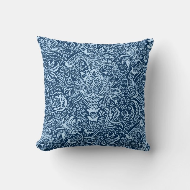 William Morris Indian, Dark Indigo und Sky Blue Kissen (Vorderseite)