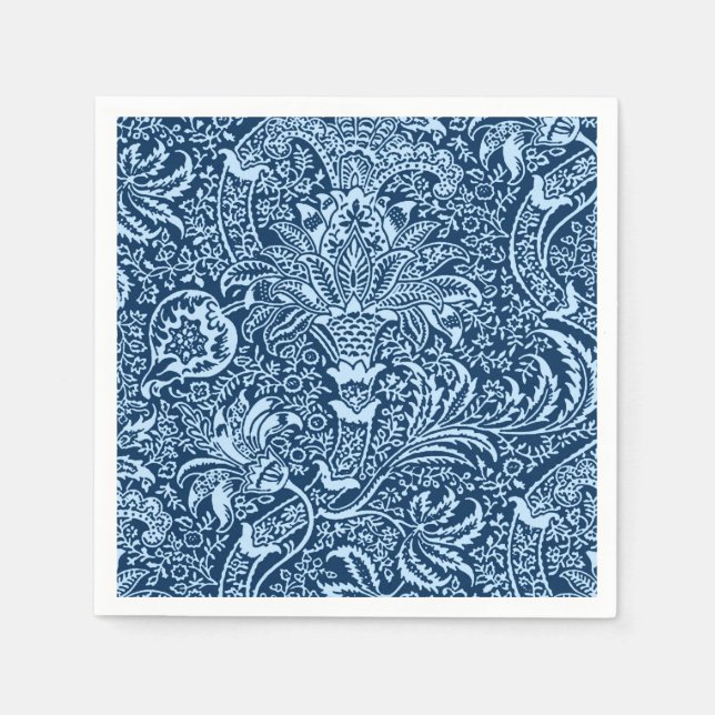 William Morris Indian, Dark Indigo und Sky Blue Serviette (Vorderseite)