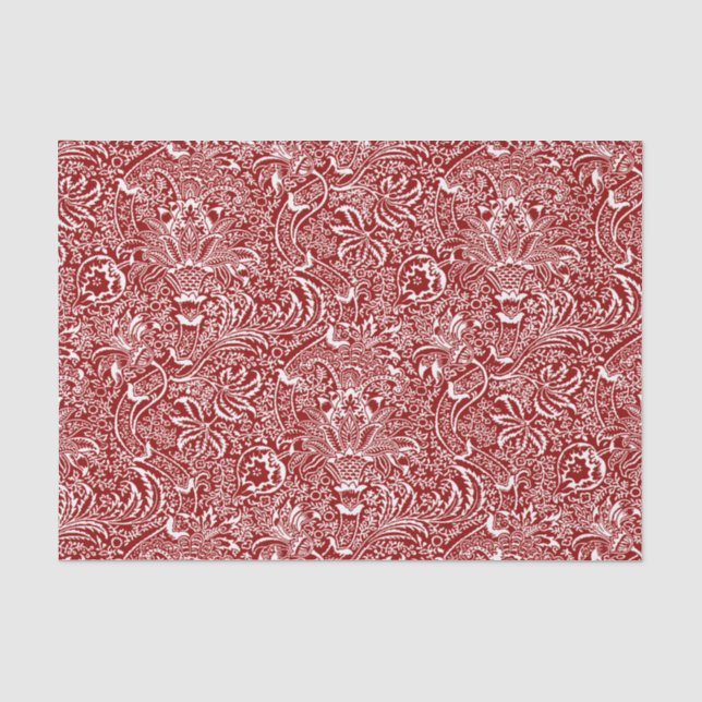 William Morris Indian, Dark Red und White Seidenpapier (Vorderseite)