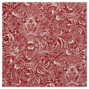 William Morris Indian, Dark Red und White Stoff