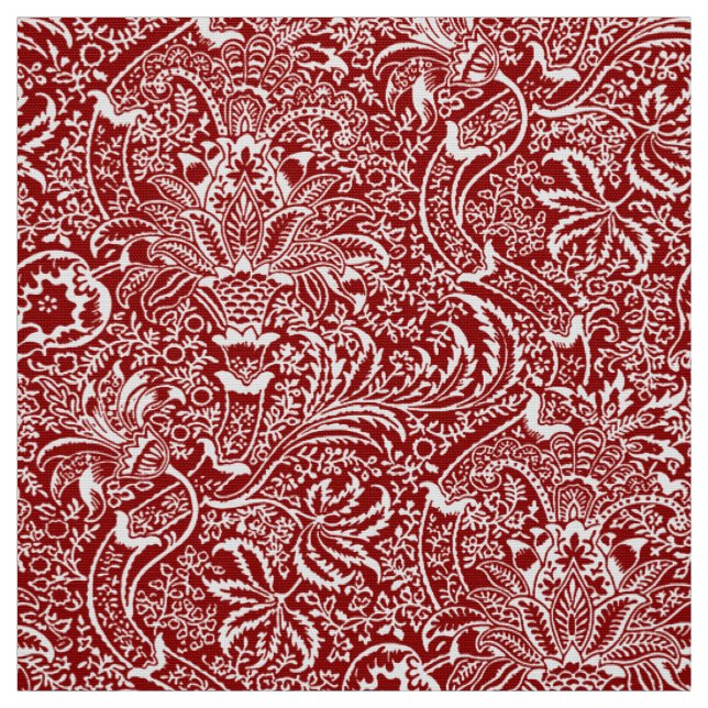William Morris Indian, Dark Red und White Stoff (Muster)