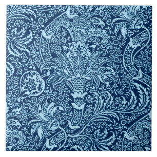 William Morris Indian, Dunkles Indigo und Himmelbl Fliese