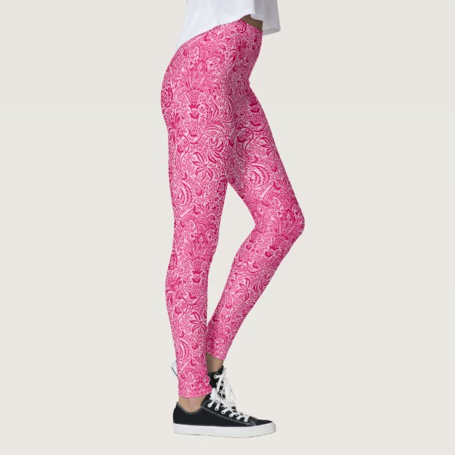 William Morris Indian, Fuchsia und Pastel Pink Leggings (Rechts)