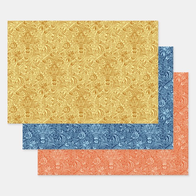 William Morris Indian, Mustard, Blue, Orange  Geschenkpapier Set (Set)