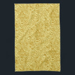 William Morris Indian, Mustard Gold Geschirrtuch<br><div class="desc">Handtuch in einem Vintagen William Morris,  Art Nouveau,  Druck auf der Grundlage der traditionellen indischen Kunstwerke,  digital verbessert und farbig,  in Senfgold und blassgelb</div>
