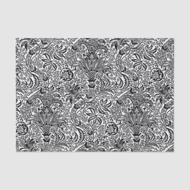 William Morris indisch, Weiß und Schwarzes Seidenpapier (Vorderseite)