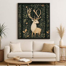 William Morris inspired Forest Reindeer Botanical 