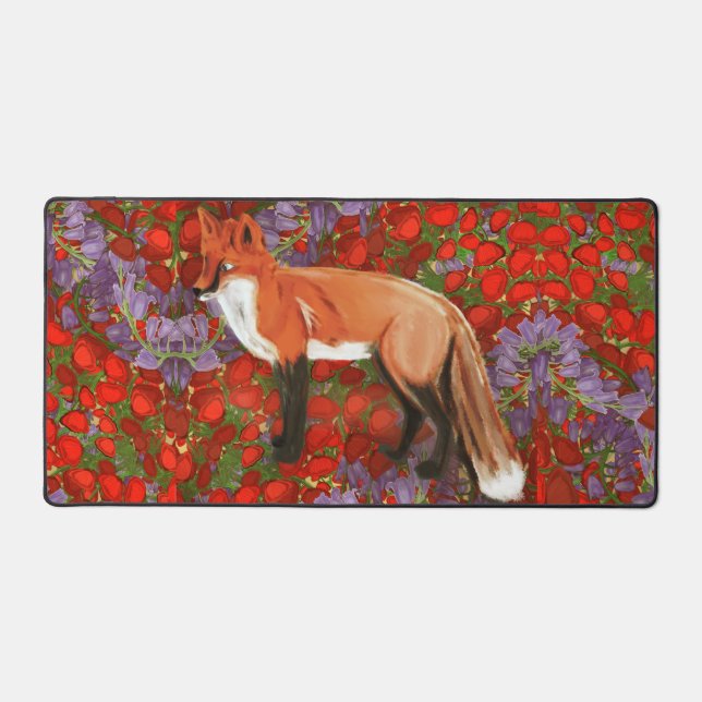 William Morris Inspired Fox Desk Mat Schreibtischunterlage (Vorderseite)