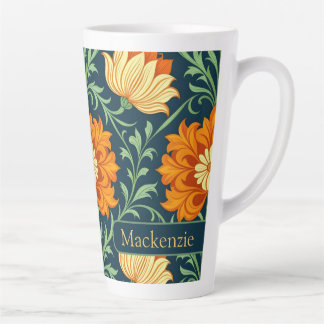 William Morris Inspired Pattern Orange Flower Milchtasse