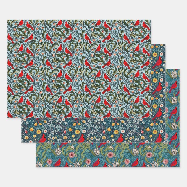 William Morris Inspiriert Kardinäle, Weinkeller un Geschenkpapier Set (Set)