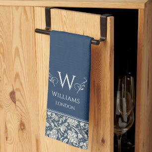 William Morris inspiriert navyblaues florales Desi Geschirrtuch