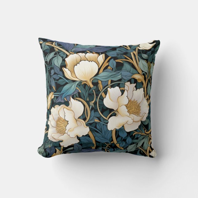 William Morris Inspiriert Throw Kissen große Blume (Vorderseite)