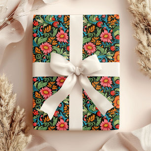 William Morris inspirierte farbenfrohe, lebendige  Geschenkpapier