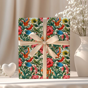 William Morris inspirierte farbenfrohe, lebendige  Geschenkpapier